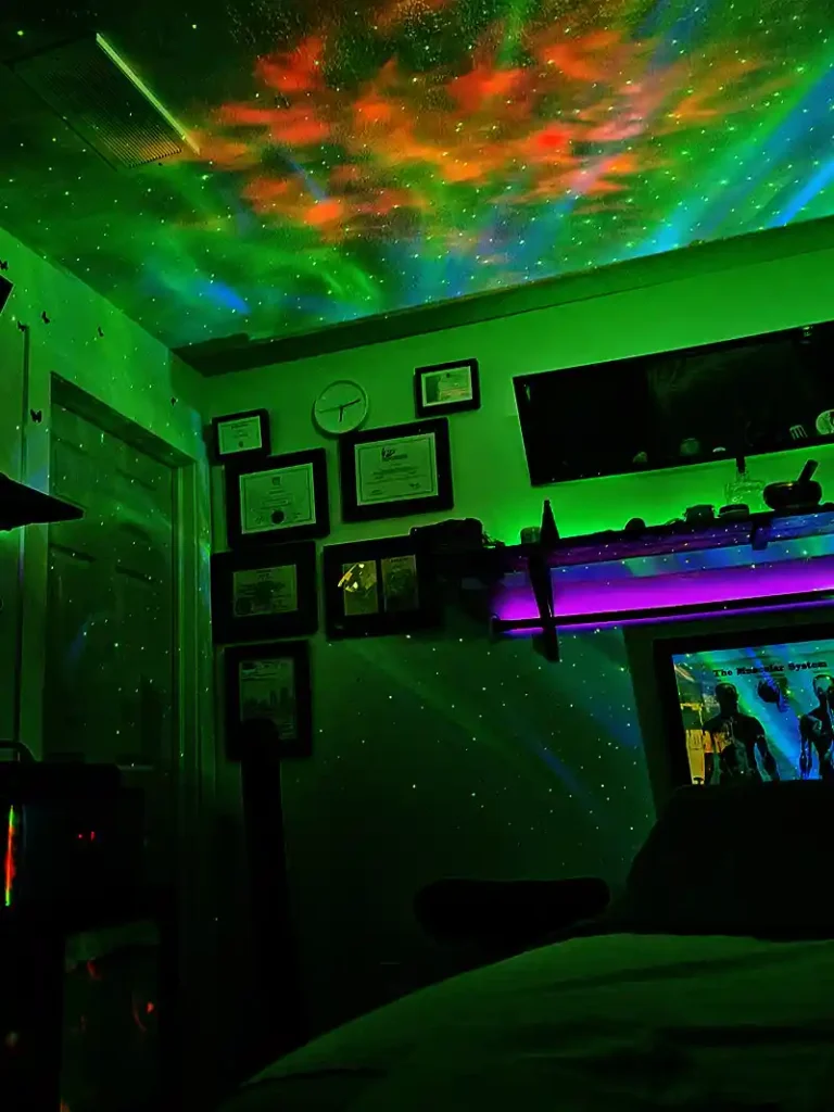Massage therapy room with green lighting prepared for an individual massage session in Calgary SE